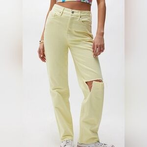 Pacsun Eco Yellow Distressed Dad Jeans 100% Cotton Size 27
